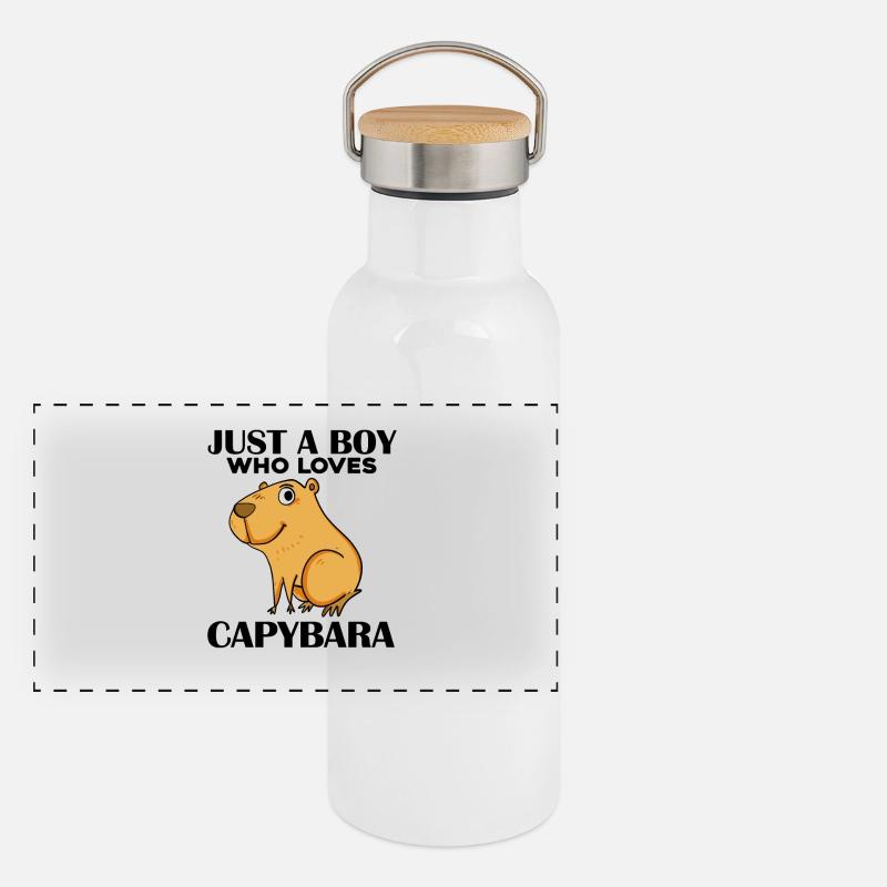 Capybara Junge Panorama Thermosflasche mit Bambusdeckel