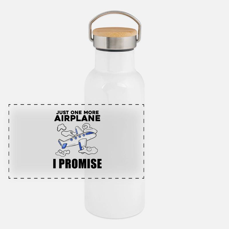 Flugzeug Pilot Spruch Geschenk Panorama Thermosflasche mit Bambusdeckel