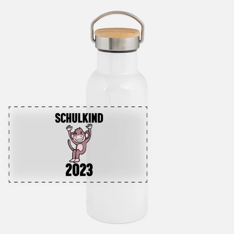 Schuldkind Einschulung 2023 Schule Panorama Thermosflasche mit Bambusdeckel