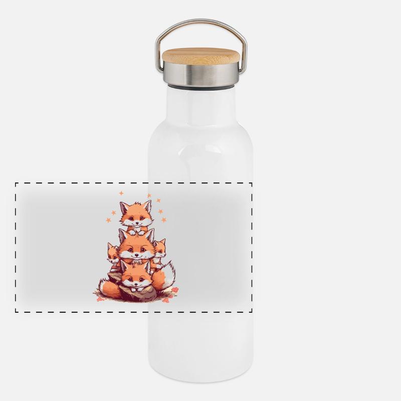 Cute foxes Panoramic Thermal Bottle with Bamboo Lid