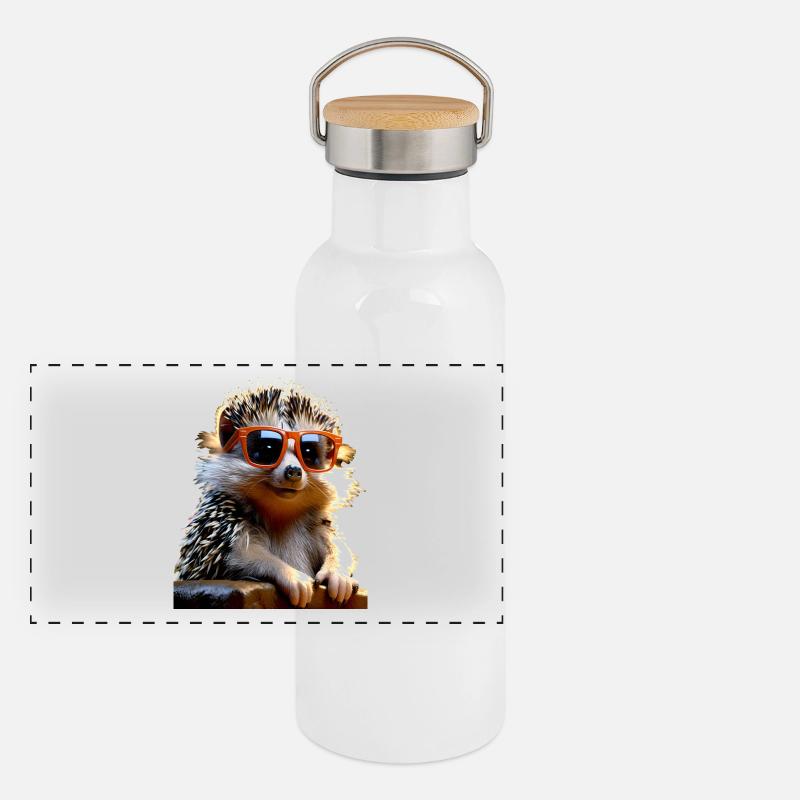 Igel Sonnenbrille Stacheltier Liebe Süßer Igel Panorama Thermosflasche mit Bambusdeckel