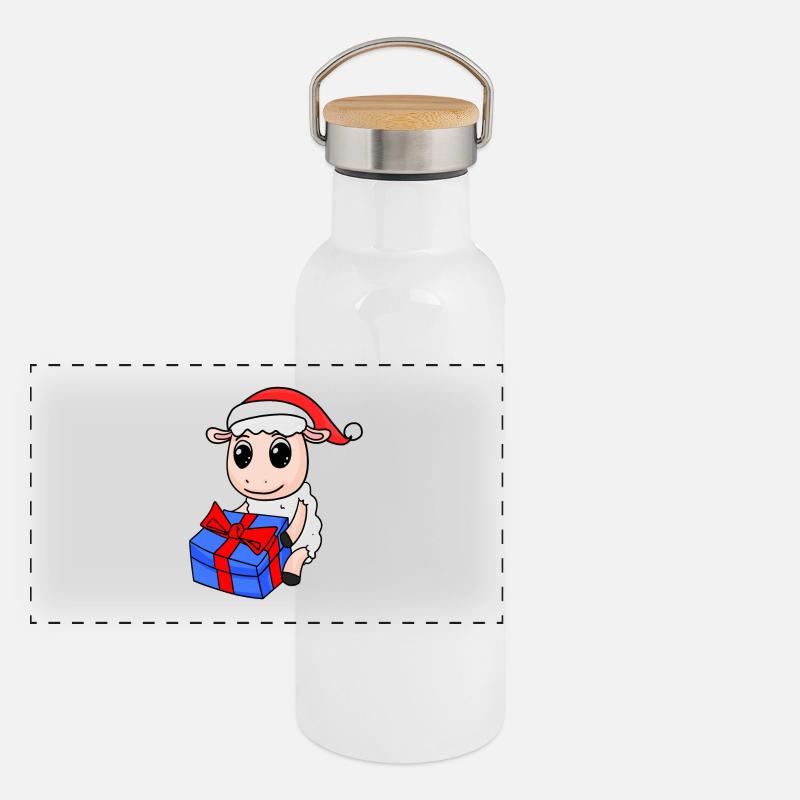 Noël de mouton Gourde isotherme avec bouchon en bambou