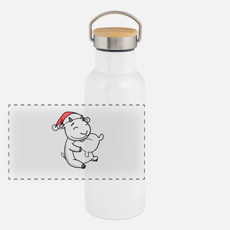 Chèvre Mignon Fatigué Noël Gourde isotherme avec bouchon en bambou