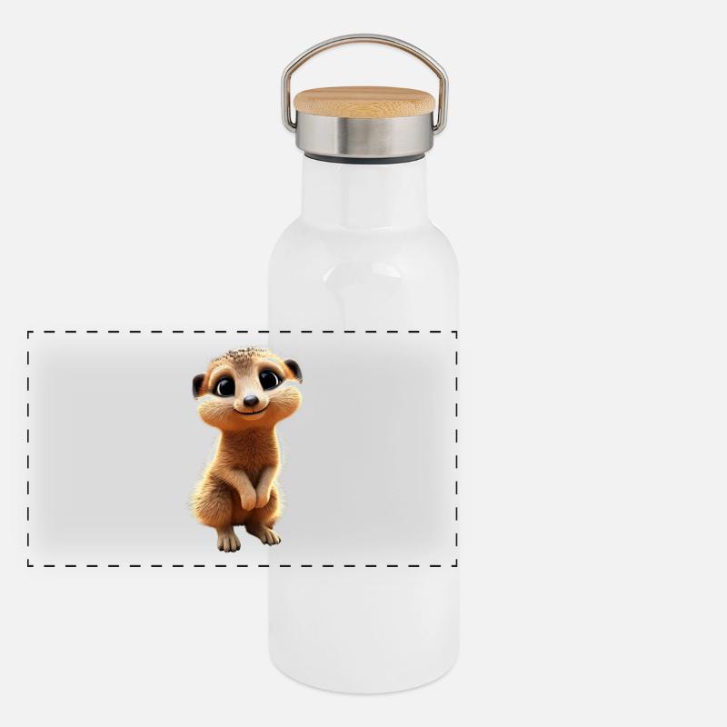 Suricates, Amoureux Des Animaux, Doux, Surikate, Mangouste Gourde isotherme avec bouchon en bambou