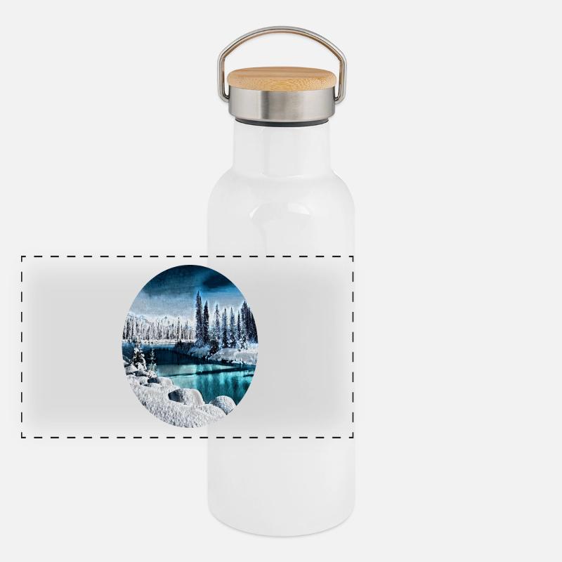 Banff National Park, Canada Panoramic Thermal Bottle with Bamboo Lid