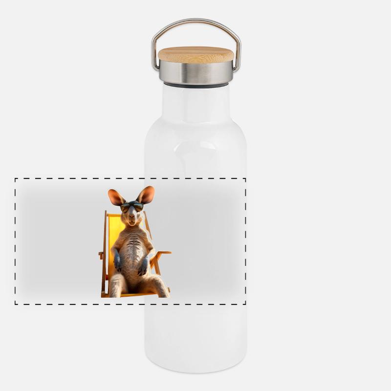 Känguru Australien Wilde Beuteltiere Süße Kängurus Panorama Thermosflasche mit Bambusdeckel