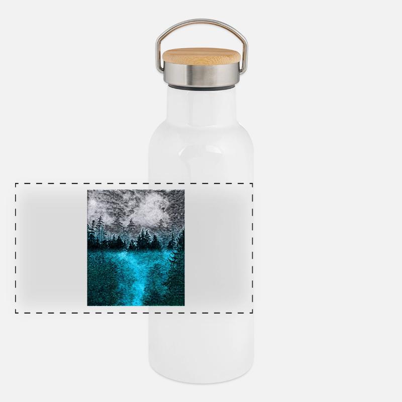 Forêt tranquille la nuit Gourde isotherme avec bouchon en bambou