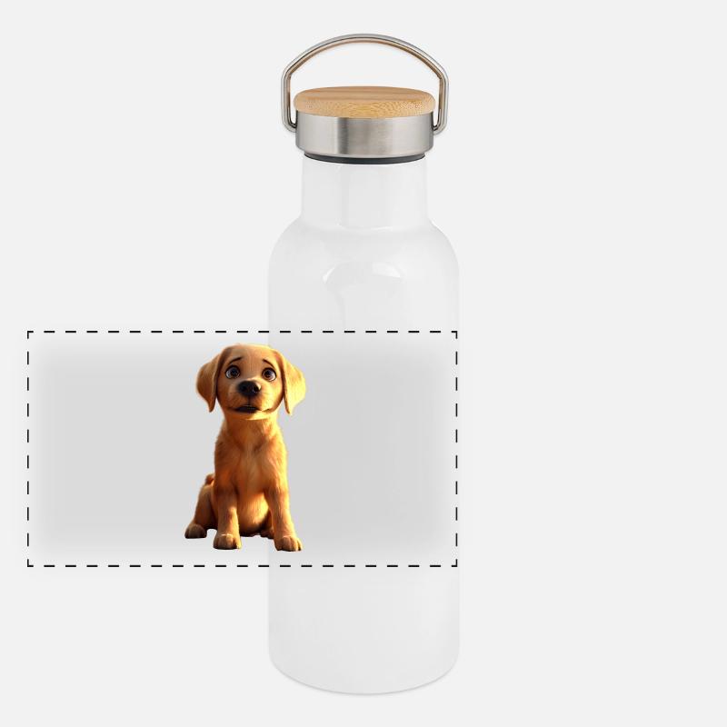 Labrador Retriever Hund Liebe Junge Süße Labradore Panorama Thermosflasche mit Bambusdeckel