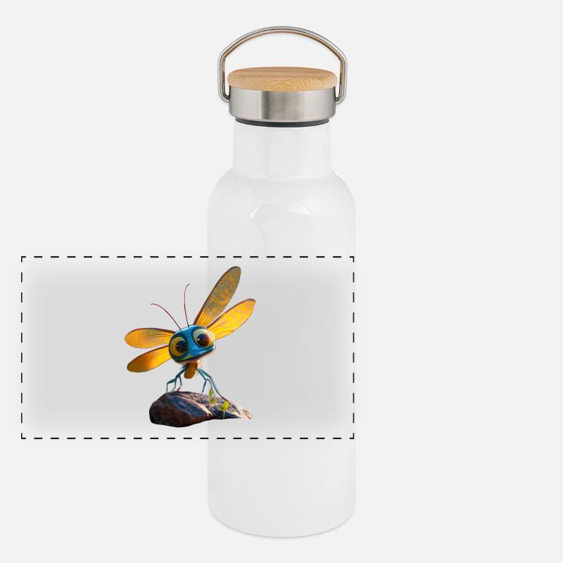 Libellule Libellule Ailes Colorées Libellules Mignonnes Gourde isotherme avec bouchon en bambou