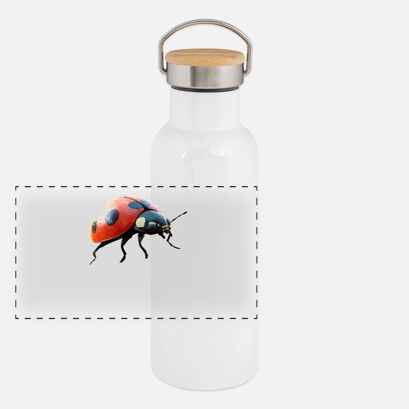 Marienkäfer Ladybug Insekten Bunt Süße Marienkäfer Panorama Thermosflasche mit Bambusdeckel