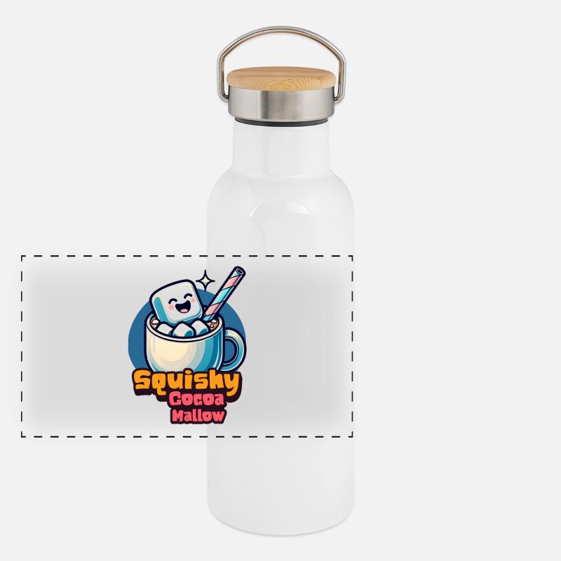 Sweet Marshmallow Cup with Cocoa and Straw Panoramic Thermal Bottle with Bamboo Lid