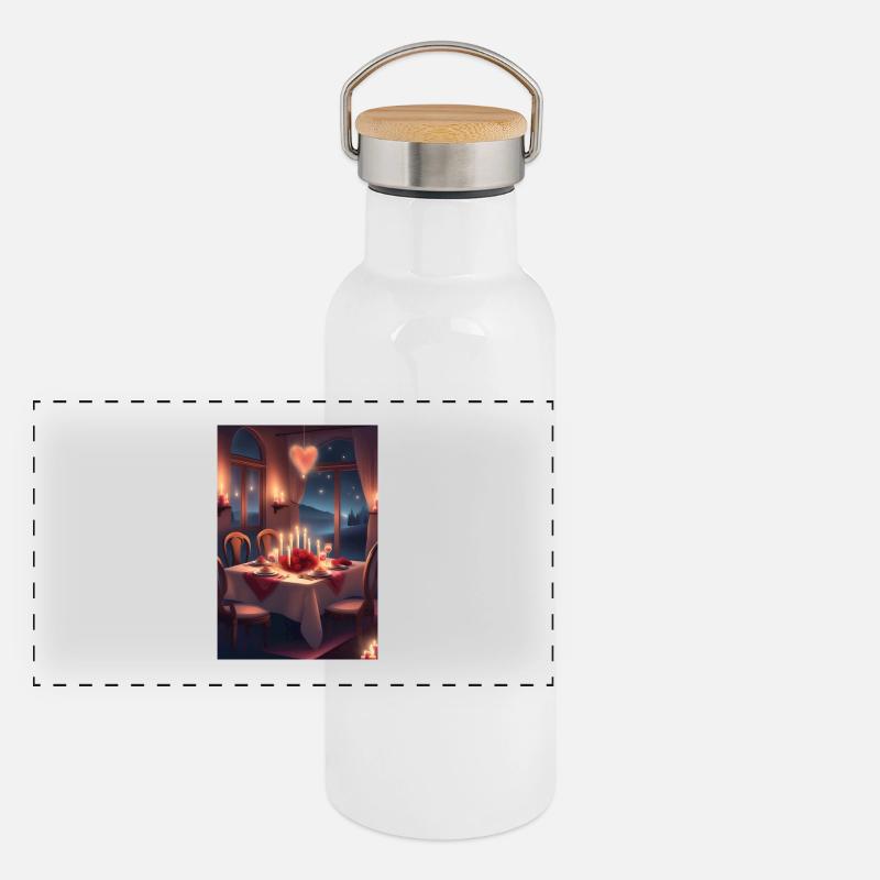 Dîner de la Saint-Valentin Gourde isotherme avec bouchon en bambou