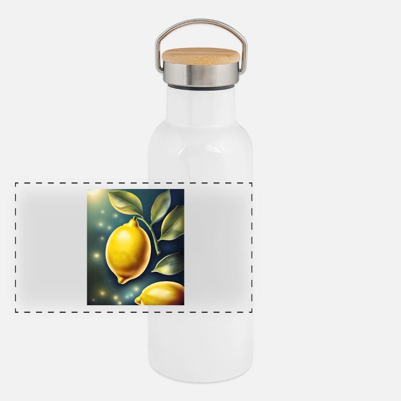 Gesunde Zitrone Zitrone Panorama Thermosflasche mit Bambusdeckel