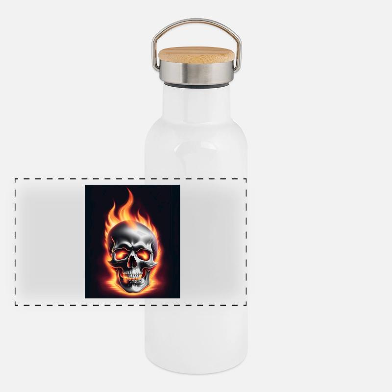 Ein brennender Schädel Panorama Thermosflasche mit Bambusdeckel