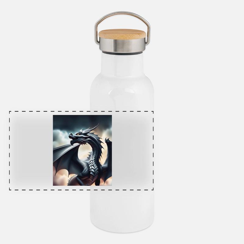 Dragon gris Gourde isotherme avec bouchon en bambou