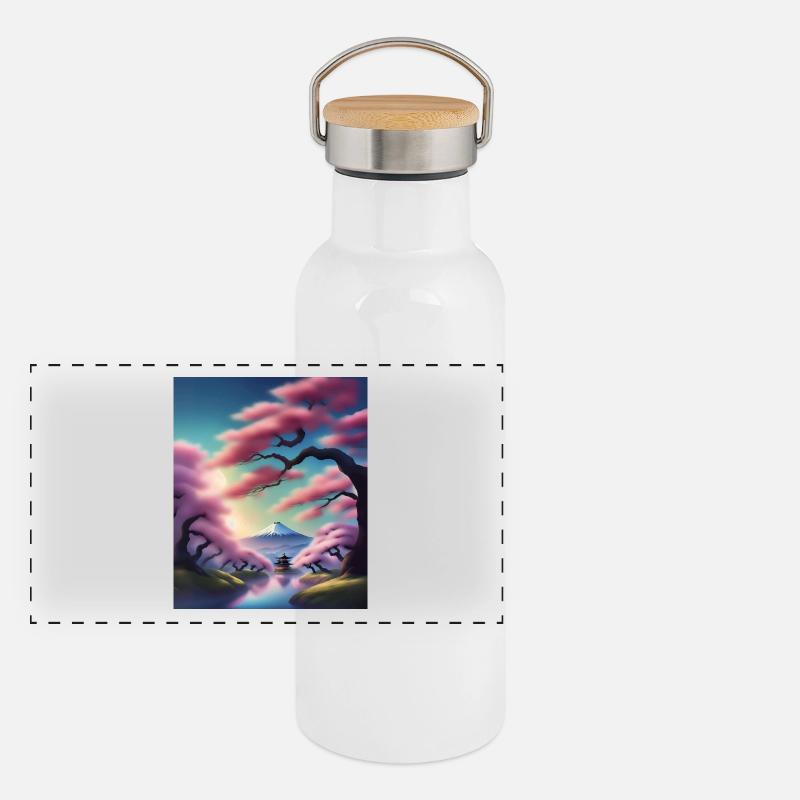 Fuji-Berg in Japan Panorama Thermosflasche mit Bambusdeckel