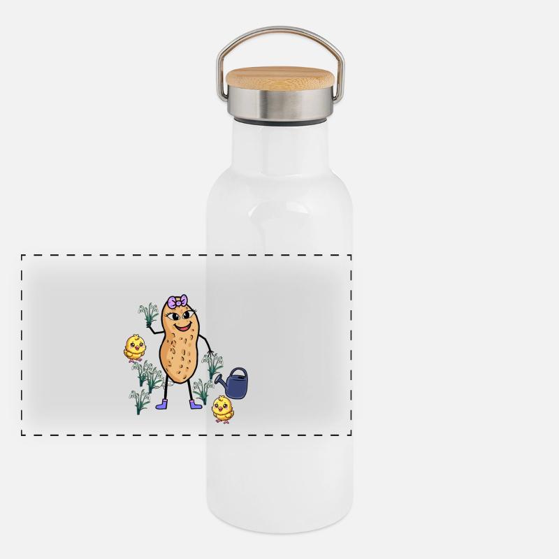Cacahuète Printemps Pâques Poussin Perce-neige Gourde isotherme avec bouchon en bambou