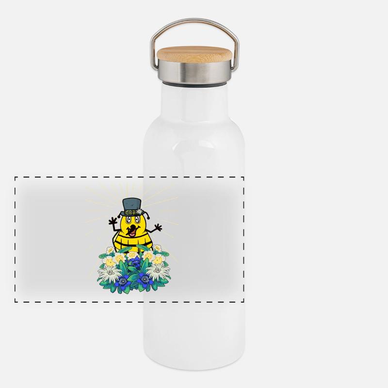 Tyrolean Bumblebee Bee Bees Insect Austria Child Panoramic Thermal Bottle with Bamboo Lid