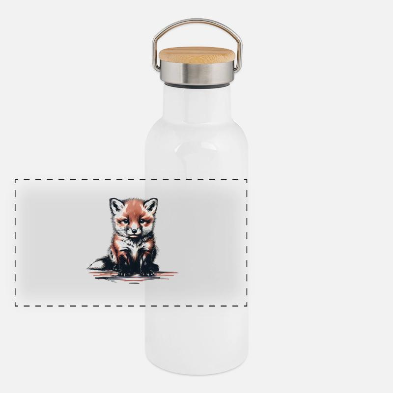 Fuchs Kinder Kind Panorama Thermosflasche mit Bambusdeckel
