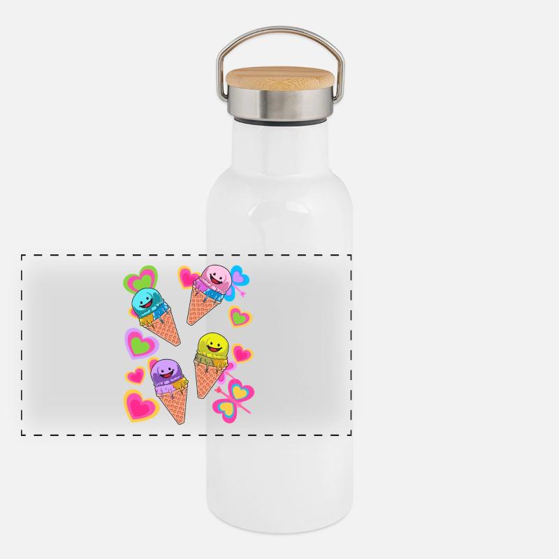Eis Eiskreme Sommer Kind Kinder Panorama Thermosflasche mit Bambusdeckel