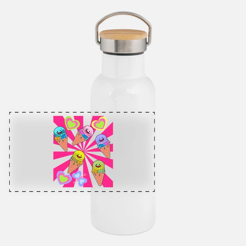 Sommer Eis Eiskrem Waffel Retro Vintage 80er 90er Panorama Thermosflasche mit Bambusdeckel