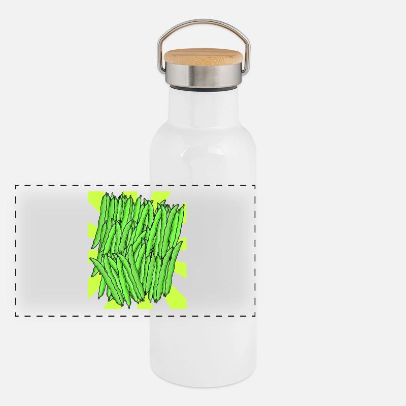 Green Bean Bean Vegetable Retro Vintage Panoramic Thermal Bottle with Bamboo Lid