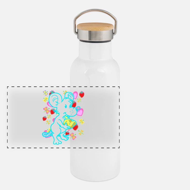 Retro Mouse Rat Mice Rats Kids Child Panoramic Thermal Bottle with Bamboo Lid