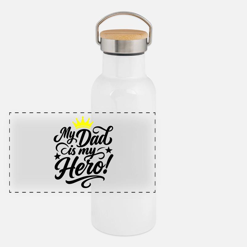 Bester Papa Held Spruch Vatertag Panorama Thermosflasche mit Bambusdeckel