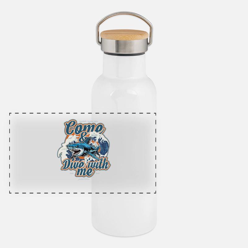 Requin - Venez plonger avec moi, Plongée, Aquaholic Gourde isotherme avec bouchon en bambou