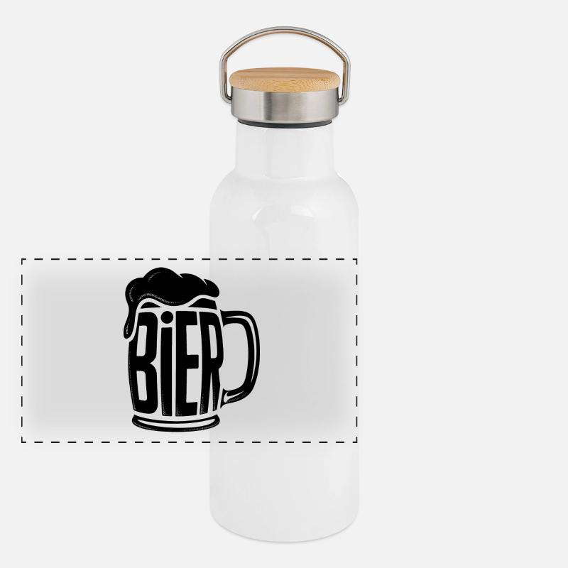 Bière - Logo drôle d’alcool Gourde isotherme avec bouchon en bambou