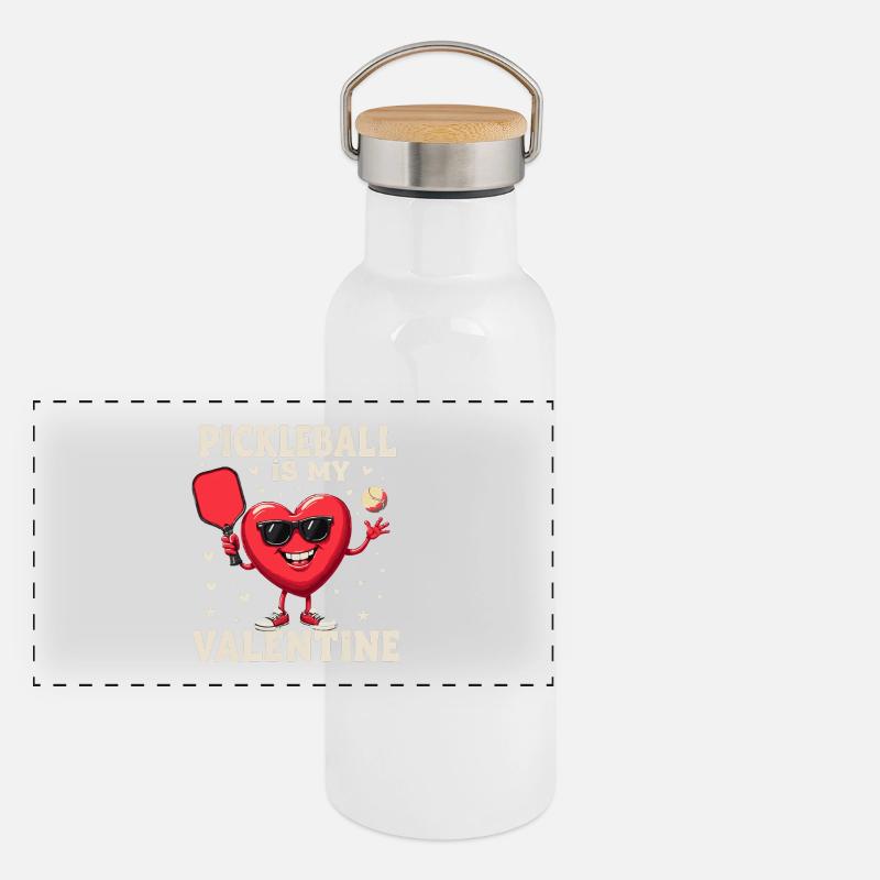 Pickleball Is My Valentine Gift Gourde isotherme avec bouchon en bambou