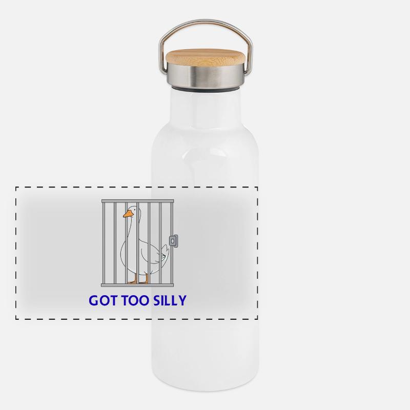 Goose – Wurde zu albern Panorama Thermosflasche mit Bambusdeckel