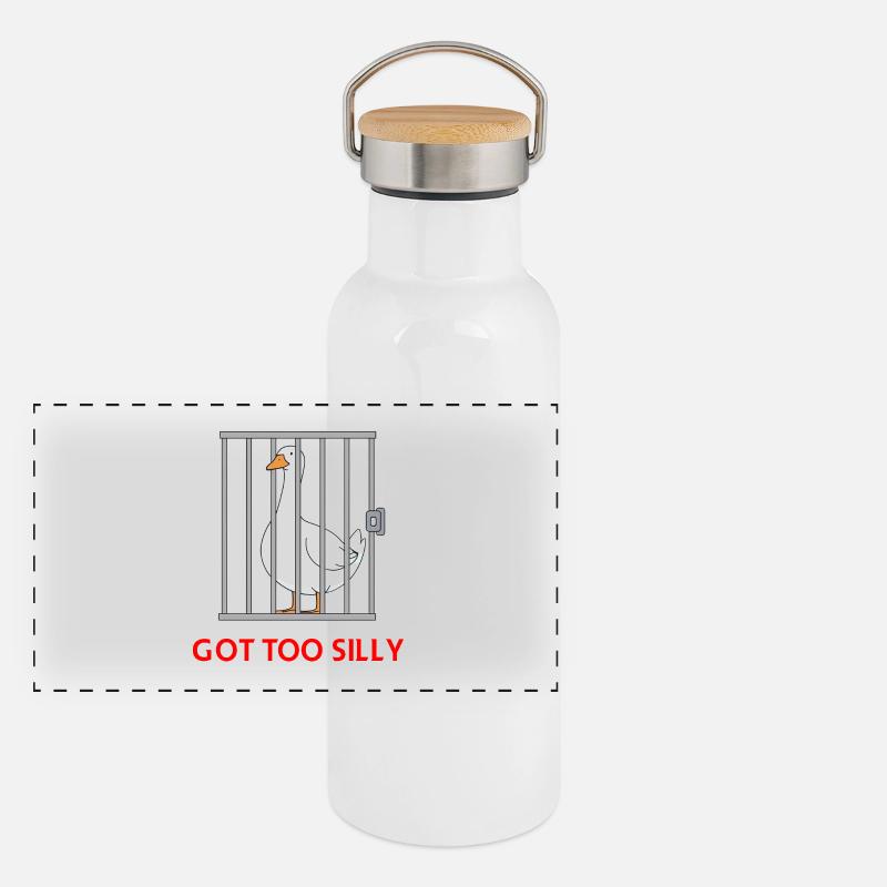 Goose – Wurde zu albern Panorama Thermosflasche mit Bambusdeckel