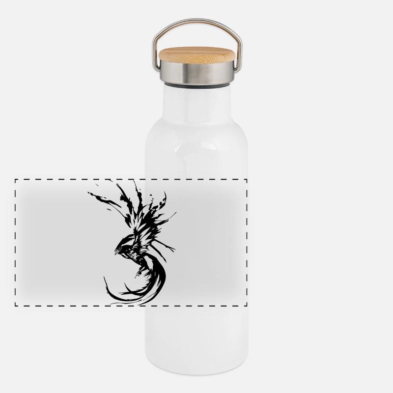 phoenix oiseau mythique Gourde isotherme avec bouchon en bambou