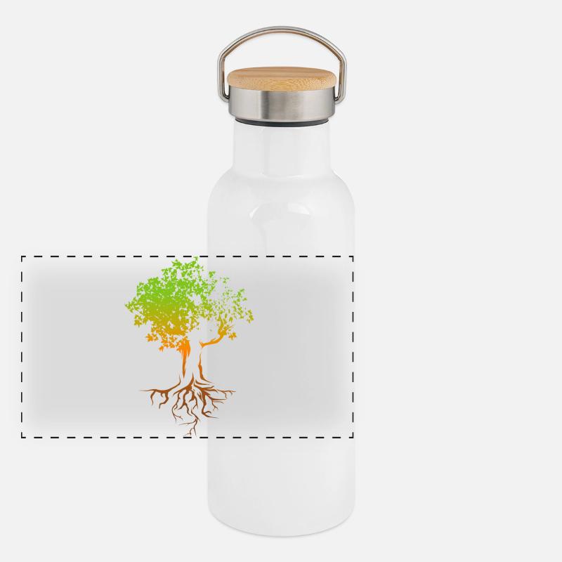 Baum Herbst Farben bunt Illustration Wald Natur Panorama Thermosflasche mit Bambusdeckel