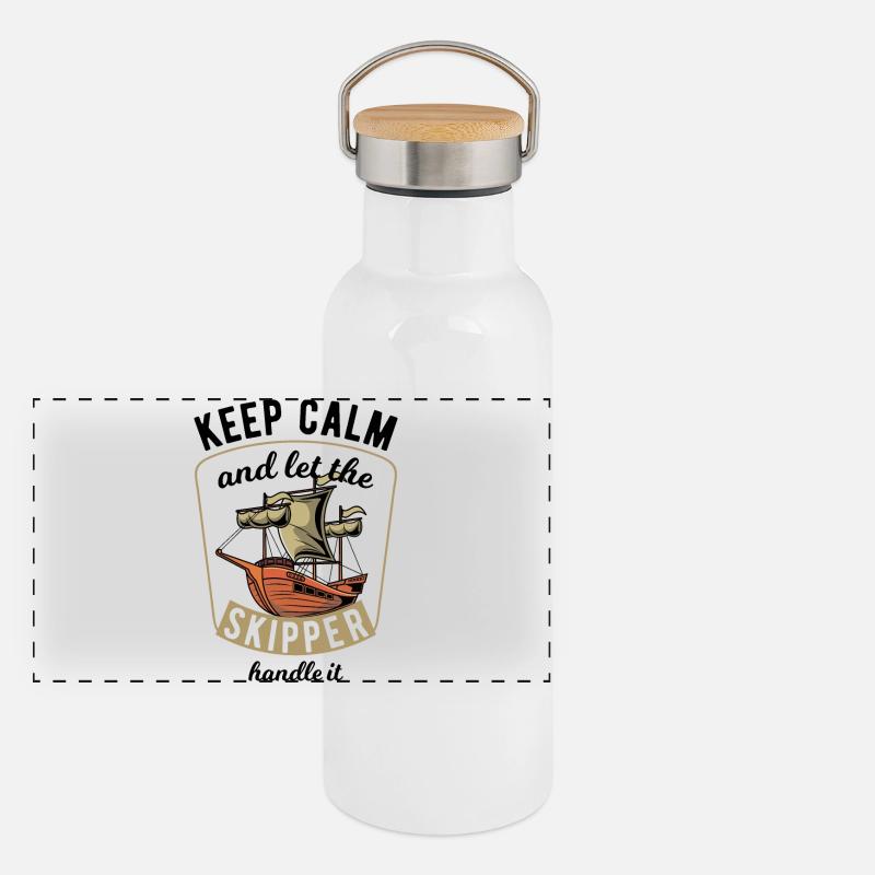 Keep Calm Sailing Gourde isotherme avec bouchon en bambou
