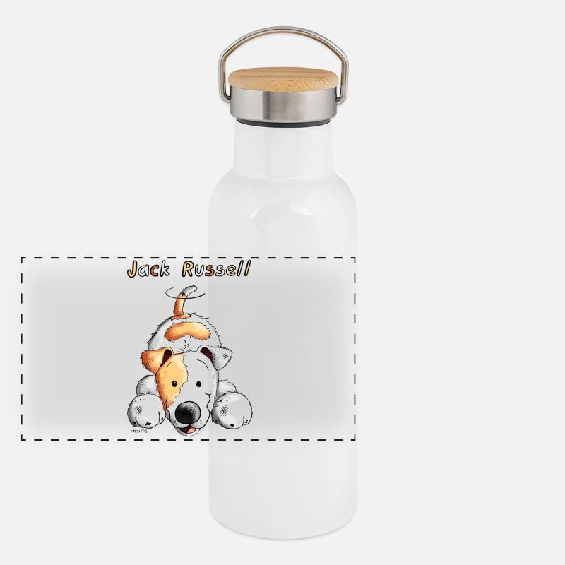 Playing Jack Russell Panoramic Thermal Bottle with Bamboo Lid