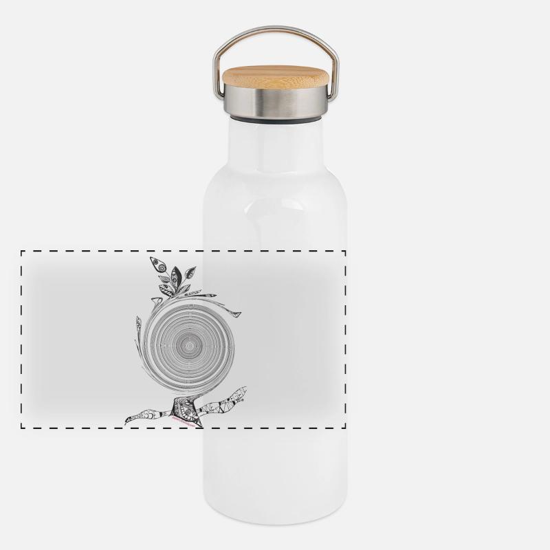 La puissance du milieu - Gourde isotherme avec bouchon en bambou - blanc