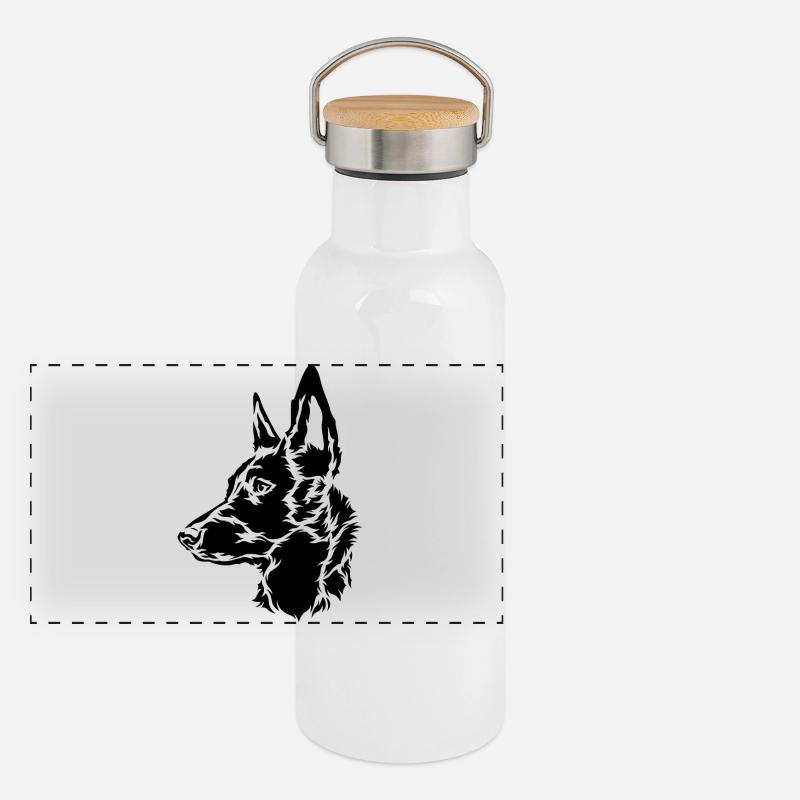 Malinois Schäferhund Holland Herder Panorama Thermosflasche mit Bambusdeckel