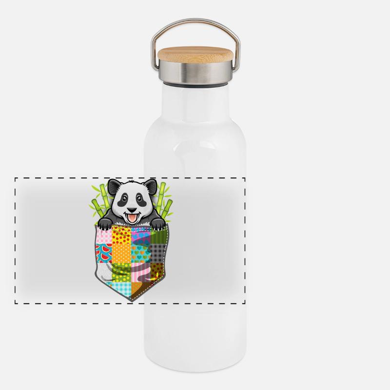 Panda dans la poche Gourde isotherme avec bouchon en bambou