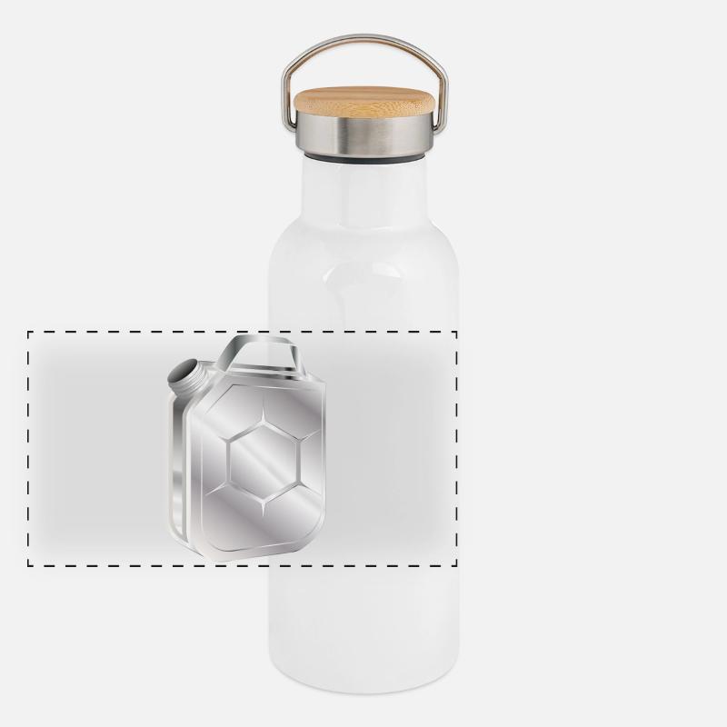 Bidon d’essence au look élégant rétro chrome Gourde isotherme avec bouchon en bambou