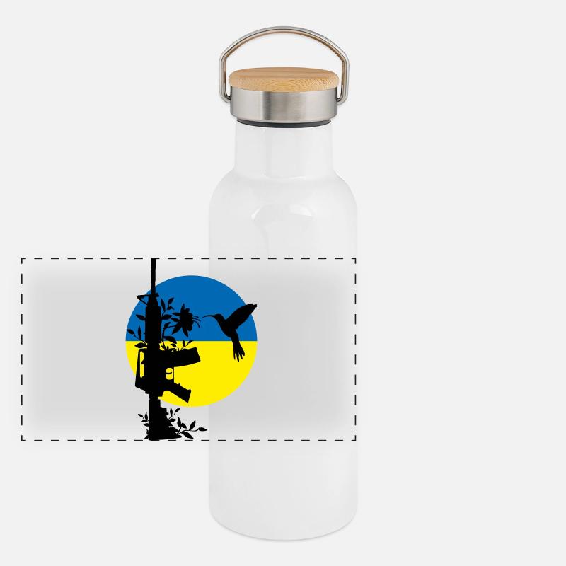 peace no war ukraine Panoramic Thermal Bottle with Bamboo Lid