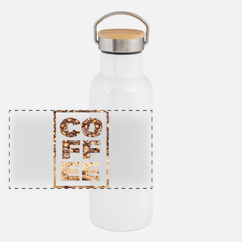 Kaffee Spruch Kaffeetrinker Kaffeebohnen Koffein Panorama Thermosflasche mit Bambusdeckel