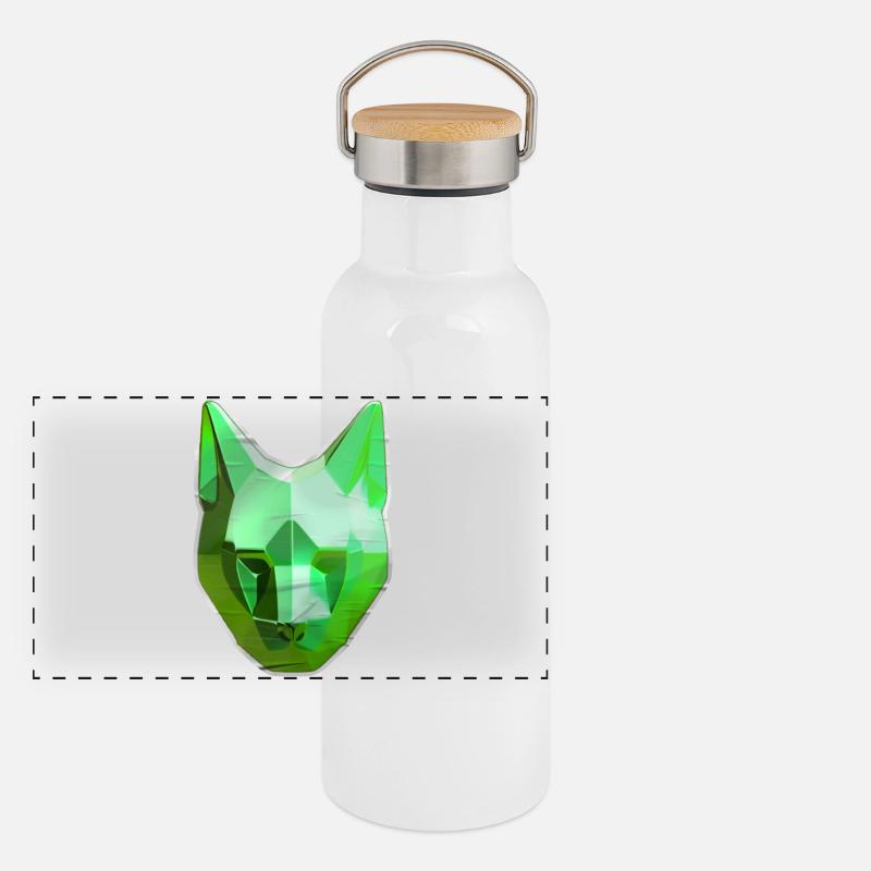 Green Crystal Cat Panoramic Thermal Bottle with Bamboo Lid