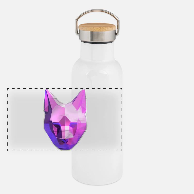 Chat géométrique en rose néon Gourde isotherme avec bouchon en bambou