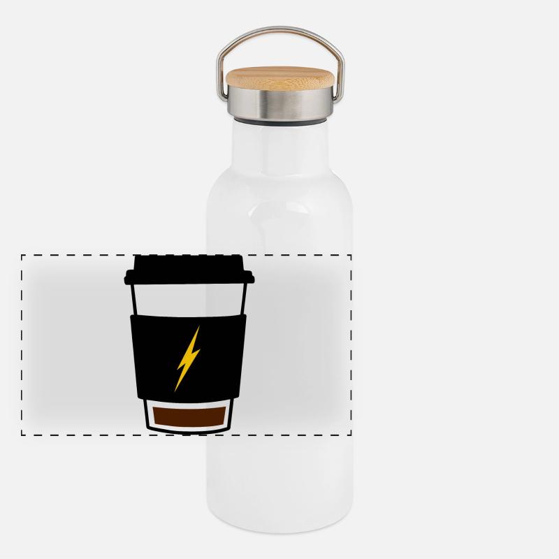 Kaffee mit niedrigem Batteriestand Panorama Thermosflasche mit Bambusdeckel