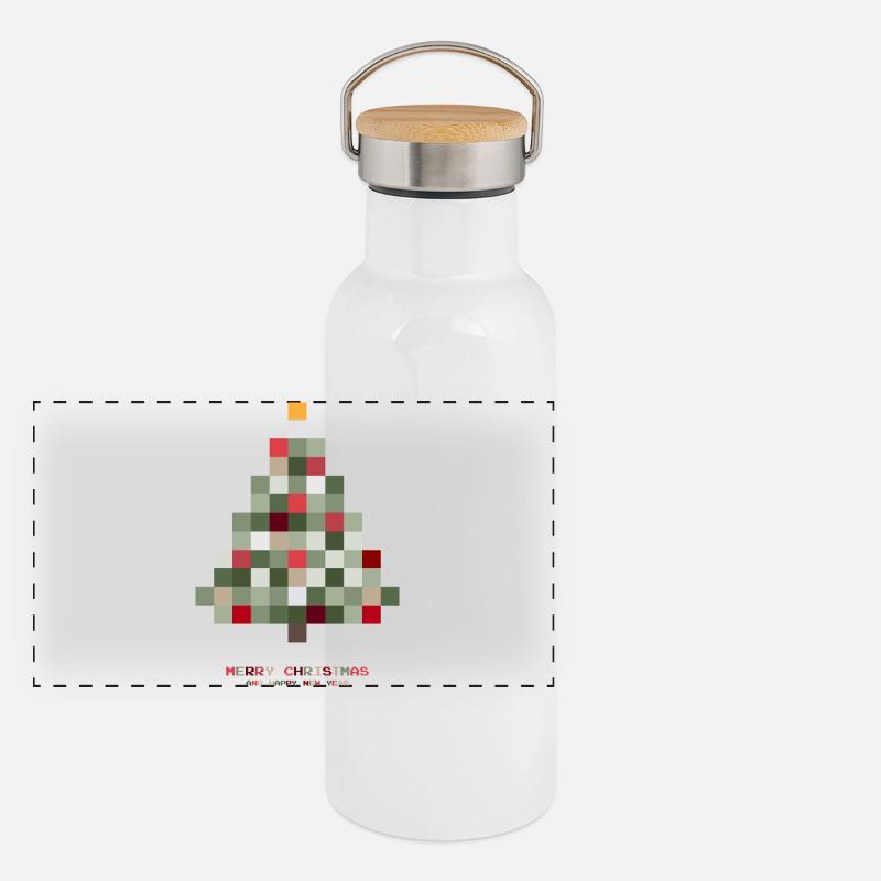 Weihnachtsbaum Pixel Panorama Thermosflasche mit Bambusdeckel