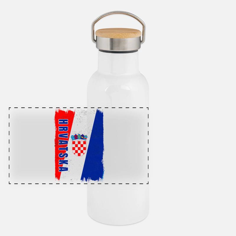 drapeau de la Croatie Gourde isotherme avec bouchon en bambou