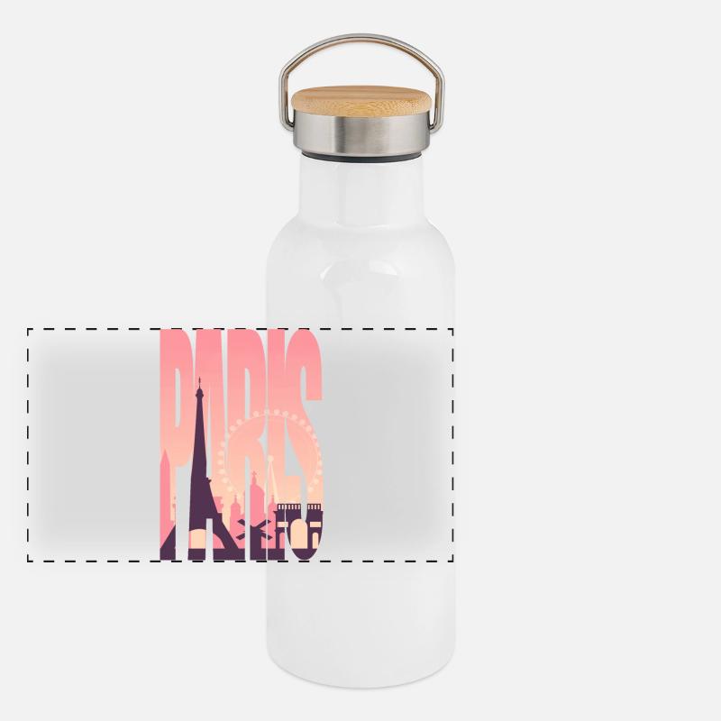 Pink Paris Silhouette Panoramic Thermal Bottle with Bamboo Lid