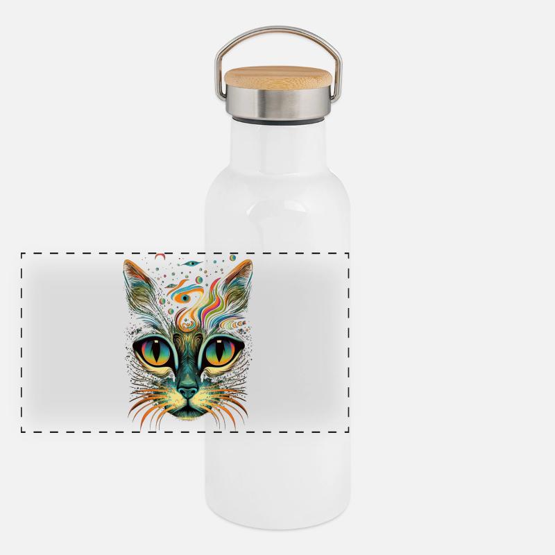 Chat cosmique Gourde isotherme avec bouchon en bambou